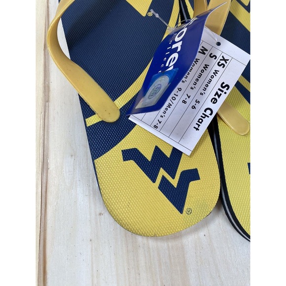 West Virginia Mountaineers NCAA Flip Flops‎ Team Logo NWT Various Sizes Unisex - Picture 3 of 6